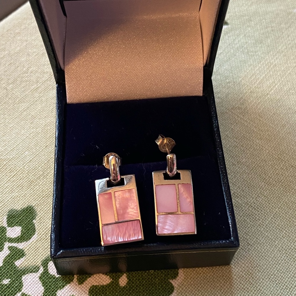Elegant sterling silver and Inca rose stud earrings